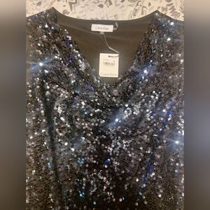 Calvin Klein Black Sequined Top XL